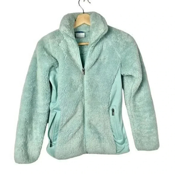 Columbia Fast Beauty High Pile Stone Light Blue Full Zip Fleece Jacket XS - Picture 1 of 4